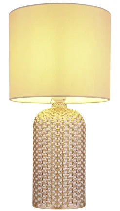 GLOBO Tischlampe SOFIA, Glas/Textil, Höhe 50 cm, E27, Schutzklasse 2, IP20, Beige