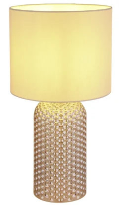GLOBO Tischlampe SOFIA, Glas/Textil, Höhe 50 cm, E27, Schutzklasse 2, IP20, Beige