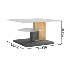 HAUKE HENDRIKS Couchtisch 80 x 80 cm Asteiche/ anthrazit