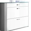 HAUKE HENDRIKS Schuhschrank MELODIE Glas weiß/alufarbig 117 x 97 x 34 cm