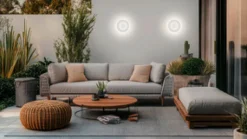 helestra Außenwandleuchte BUD Aluminium Ø 24 cm matt Weiß