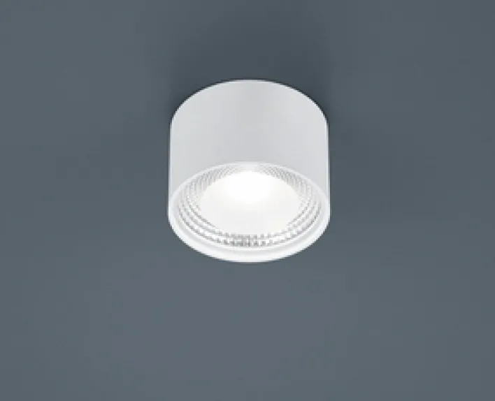 helestra LED Deckenlampe KARI Glas/Stahl Ø 11,5 cm Höhe 7,5 cm matt Weiß