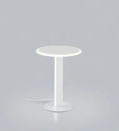 helestra LED Tischlampe VAYA Aluminium/Acryl Ø 23 cm Höhe 30 cm matt Weiß