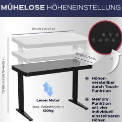 Höhenverstellbarer Schreibtisch BONMEDICO MOVU weiß