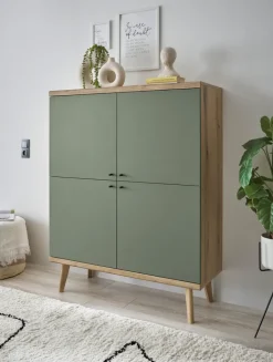 Highboard ALVA 107 x 134 cm Salbeifarbig/braun