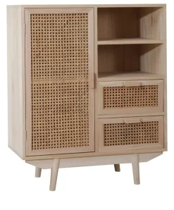 Highboard 70 x 85 cm Braun/ Rattan