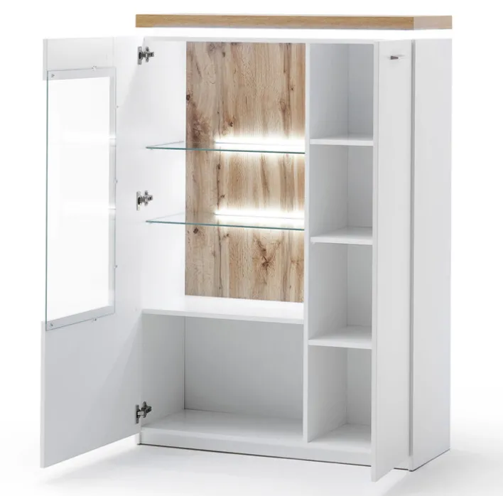 Highboard AARON 98 cm weiß/ braun