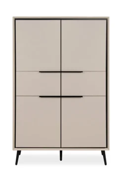 Highboard ARONA 90 x 140 cm sandfarben/schwarz