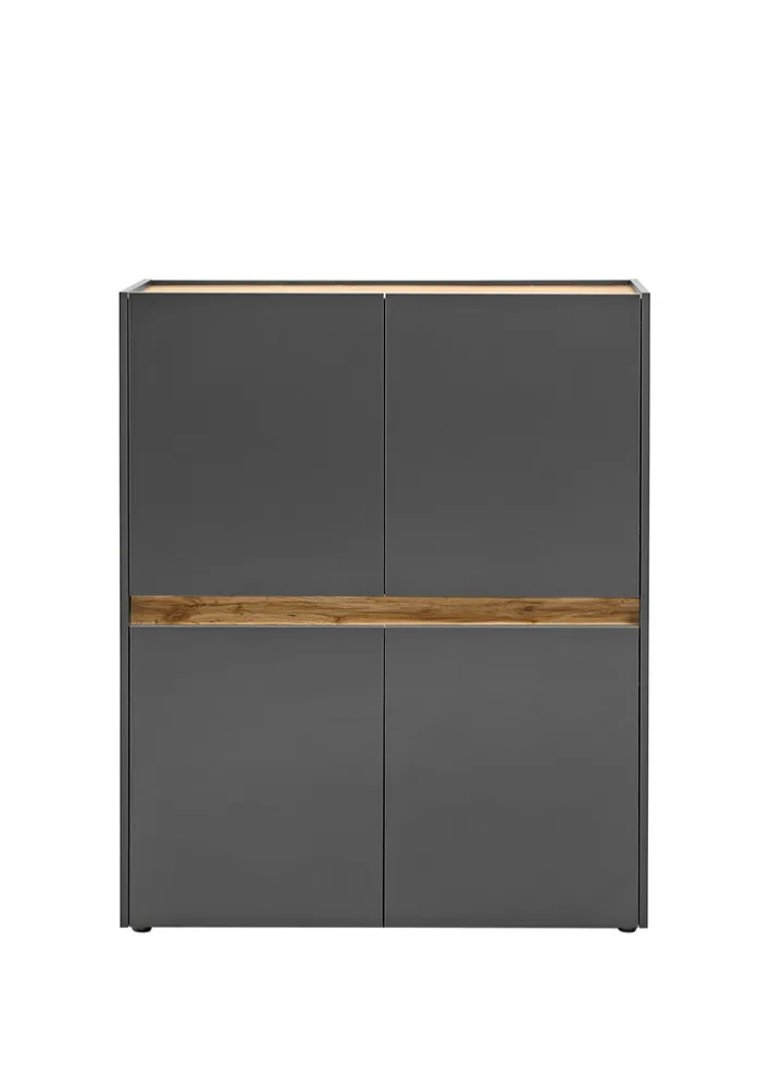 Highboard CITY 100 x 122 cm anthrazit/braun