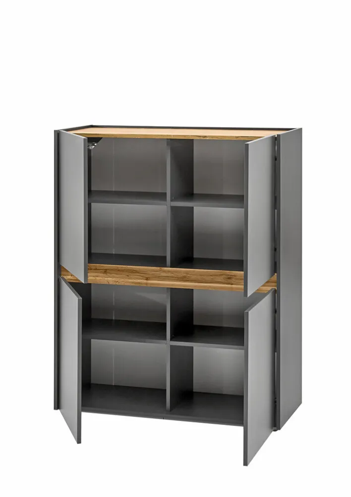 Highboard CITY 100 x 122 cm anthrazit/braun
