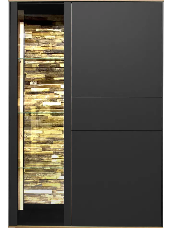 Highboard COMO 101 x 145 cm Anthrazit matt Lack/Asteiche-Dekor