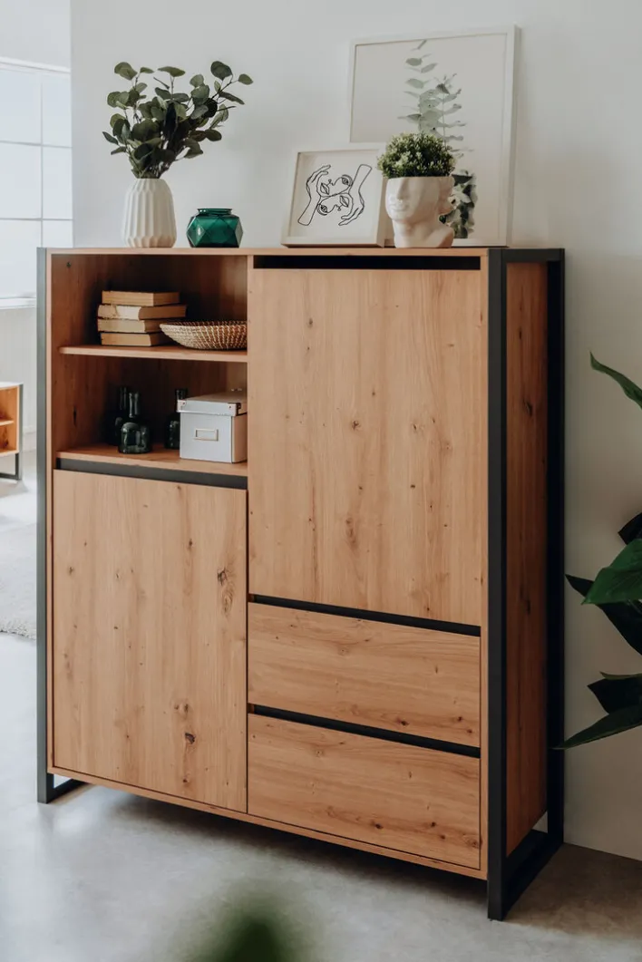 Highboard DENVER 120 x 140 cm braun/ grau