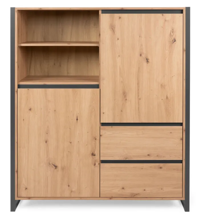 Highboard DENVER 120 x 140 cm braun/ grau