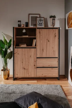 Highboard DENVER 120 x 140 cm braun/ grau