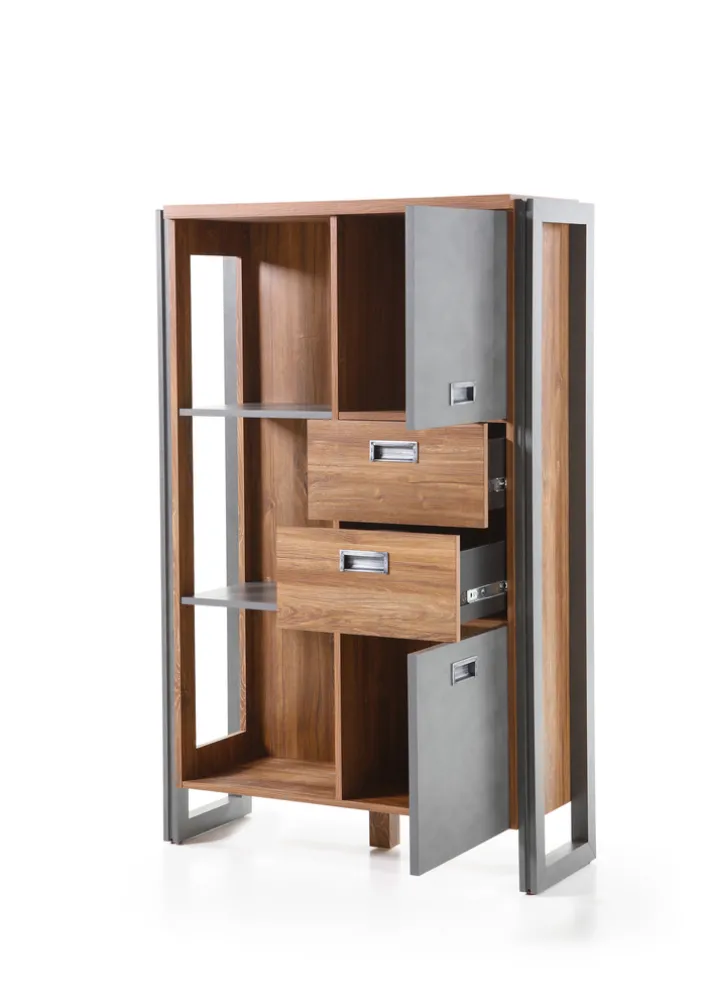 Highboard DETROIT 90 x 140 cm braun/anthrazit