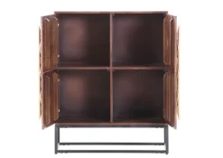 Highboard DIEGO Mango massiv Metall 100 x 80 x 42 cm braun gebeizt/lackiert/natur Schwarz