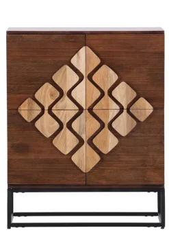 Highboard DIEGO Mango massiv Metall 100 x 80 x 42 cm braun gebeizt/lackiert/natur Schwarz