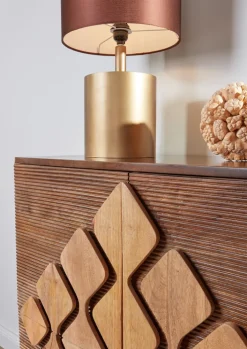 Highboard DIEGO Mango massiv Metall 100 x 80 x 42 cm braun gebeizt/lackiert/natur Schwarz