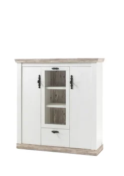 Highboard FLORENZ 140 x 146 cm weiß/braun