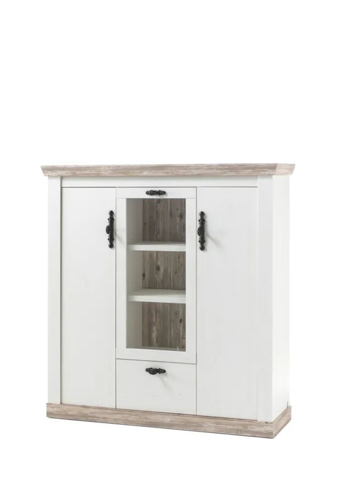 Highboard FLORENZ 140 x 146 cm weiß/braun