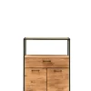 Highboard FRAME 80 x 108 cm Eiche massiv natur geölt/schwarz