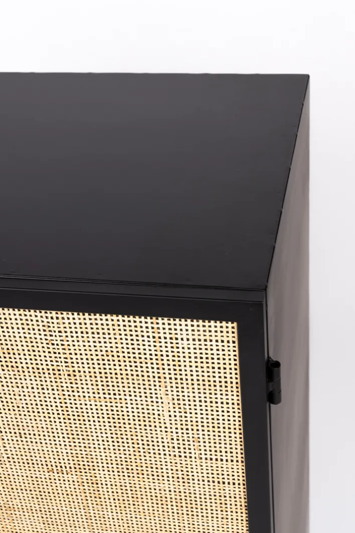 Highboard JOANNA 80 x 100 cm Rattangeflecht/schwarz