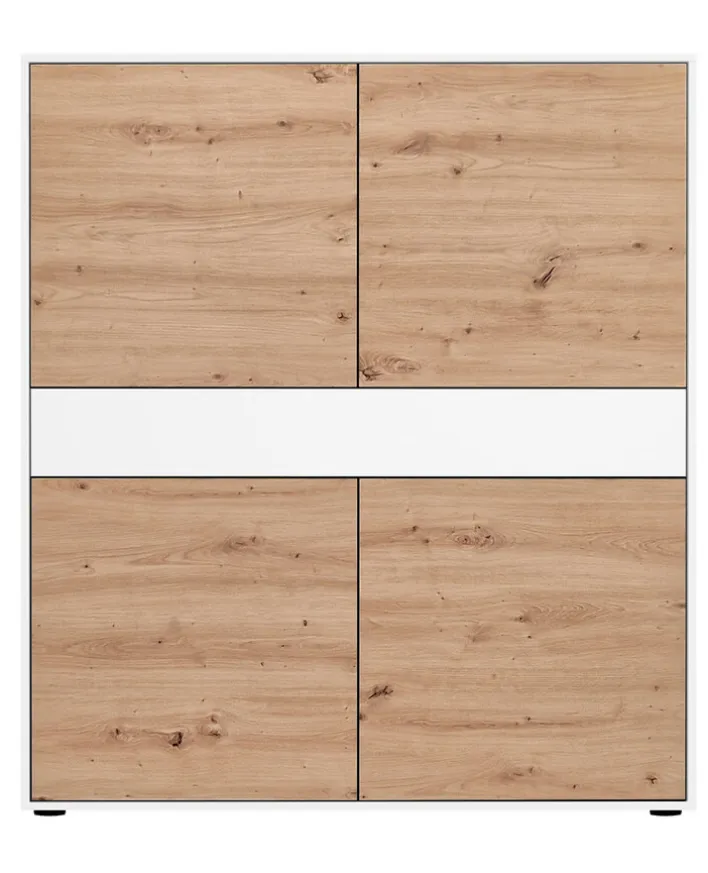 Highboard JOHN 120 x 120 cm Weiß/ Eiche Artisan Oak