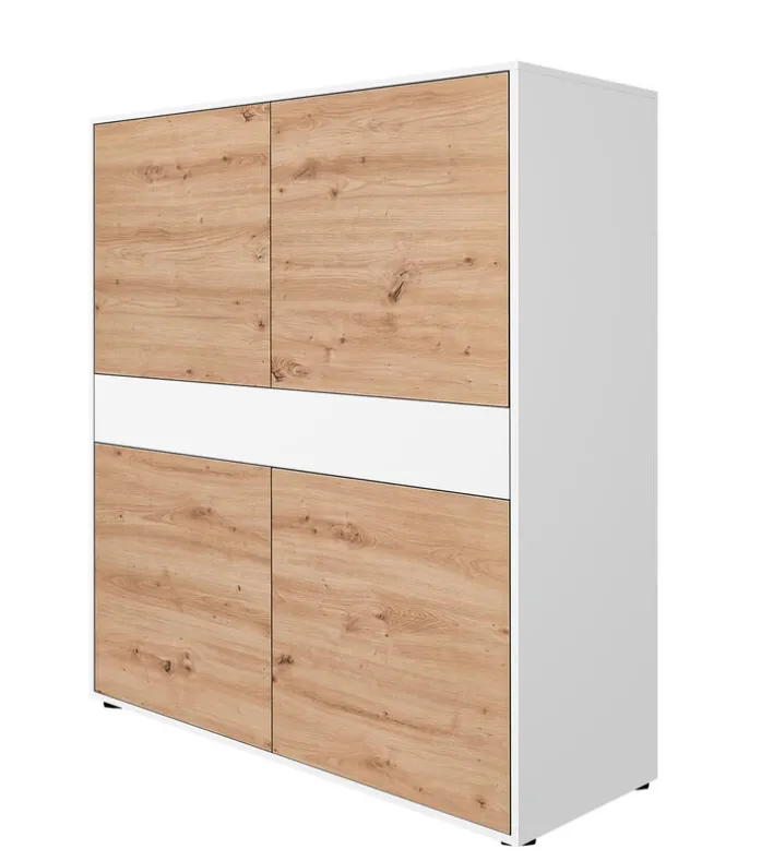 Highboard JOHN 120 x 120 cm Weiß/ Eiche Artisan Oak