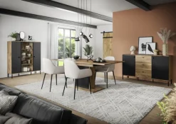 Highboard Lou 137 x 115 x 41 cm Nox Oak Nachbildung Braun/Schwarz