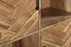 Highboard LUANDA 100 x 140 cm Massivholz Akazie natur/schwarz