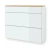 Hängekommode VORTINA 120 x 102 cm Lack weiß/Glas Optiweiß/Abdeckboden Balkeneiche-Dekor
