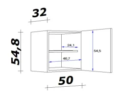 Hängeschrank AVILA Magnolia matt/Lancelot Oak ca.50cm