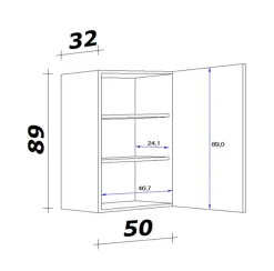 Hängeschrank MEGGIE 50 x 86 x 32 cm weiß