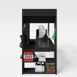 Hochbett MINECRAFT 90 x 200 cm schwarz/ grau