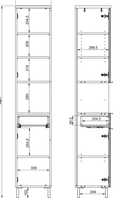 Hochschrank CORUS Graphit/ silbergrau
