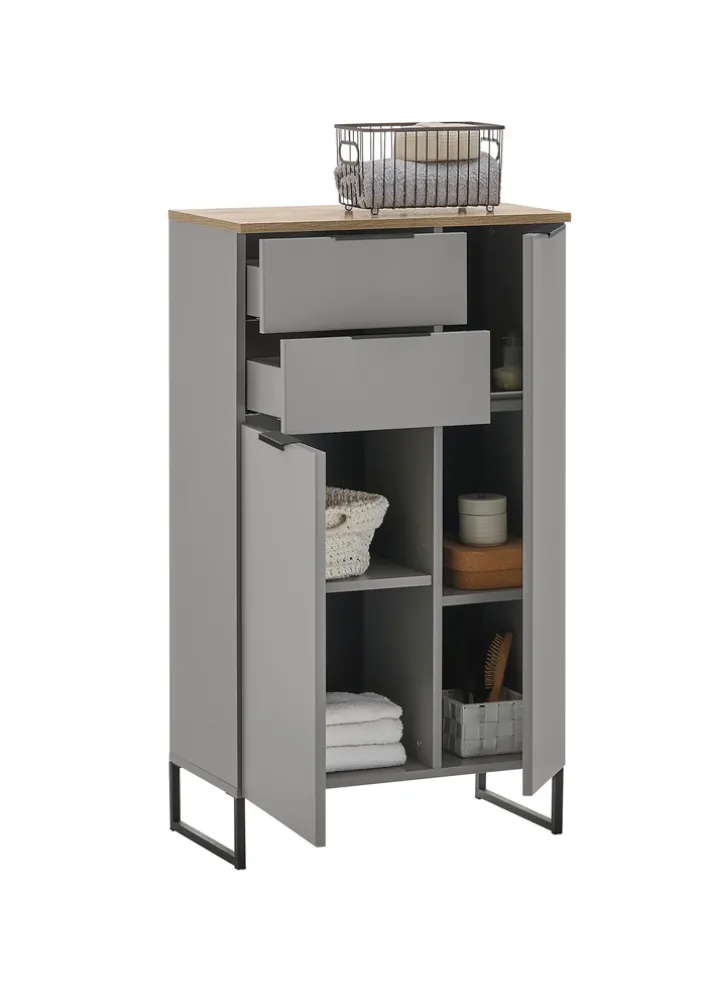 Hochschrank DENVER Grau Matt/Evoke Eiche Nachbildung ca 38cm