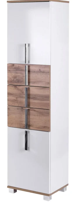 Hochschrank LUCA 40,3 x 163,7 cm weiß/ Eiche Landhaus