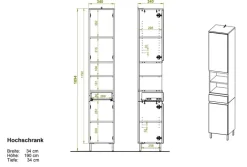 Hochschrank SOPHIE 34x190x34 cm weiß/Grandson-Eiche Nb.