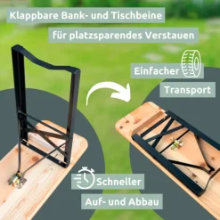 holz4home Bierzeltgarnitur BIERBANK 3-teilig 167 x 50 cm schwarz /naturfarbig