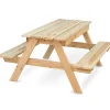 holz4home Kinder Gartentisch mit 2 Bänke PICKNICK 100 cm naturfarbig