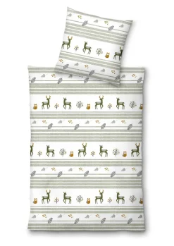 INSPIRATION HOME Flanell-Bettwäsche OSBY 135 x 200 cm silber