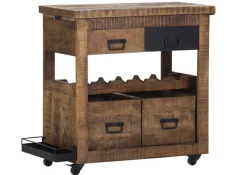 INTERhome Barwagen BARNEY 97 x 85 cm Mango Massivholz/schwarz