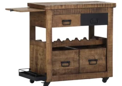 INTERhome Barwagen BARNEY 97 x 85 cm Mango Massivholz/schwarz