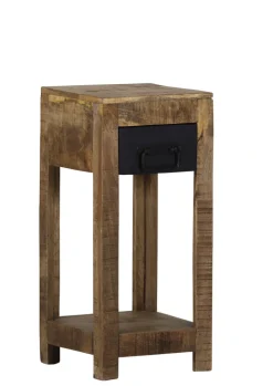 INTERhome Beistelltisch BARNEY Ø 27,5/60 cm Mango Massivholz/schwarz