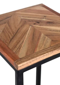 INTERhome Beistelltisch CHUCK Akazie Massivholz Set 2-tlg. Durchmesser 23/19 cm pulverbeschichtet Natur