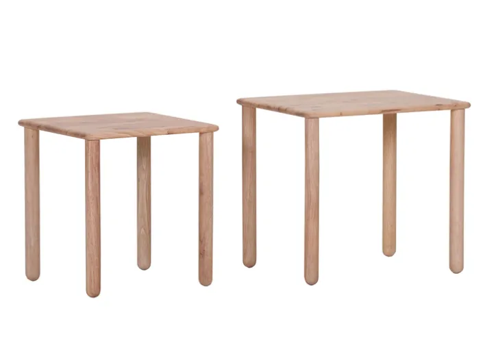 INTERhome Beistelltisch 2er Set RUBBY Rubberwood massiv
