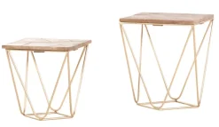 INTERhome Beistelltisch FAME 2-teilig Mango massiv/ goldfarbig