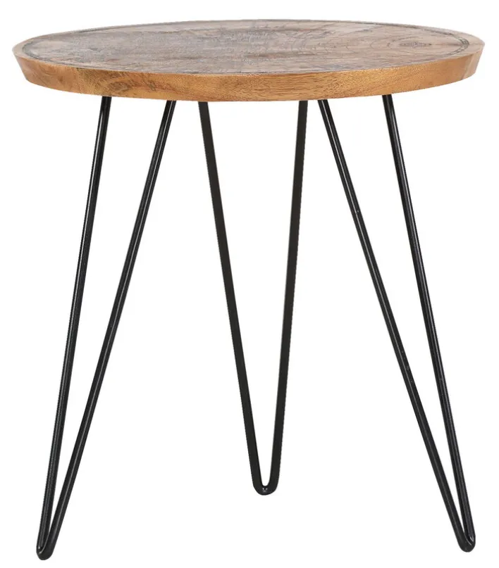 INTERhome Beistelltisch rund OAKLAND 48 cm Mangoholz massiv natur