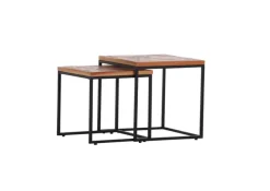 INTERhome Beistelltisch SIESTA 2er Set Recycled Altholz/Metall