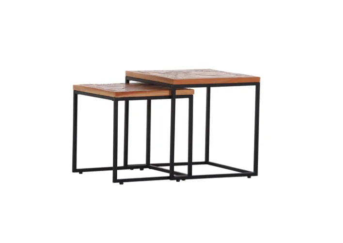 INTERhome Beistelltisch SIESTA 2er Set Recycled Altholz/Metall